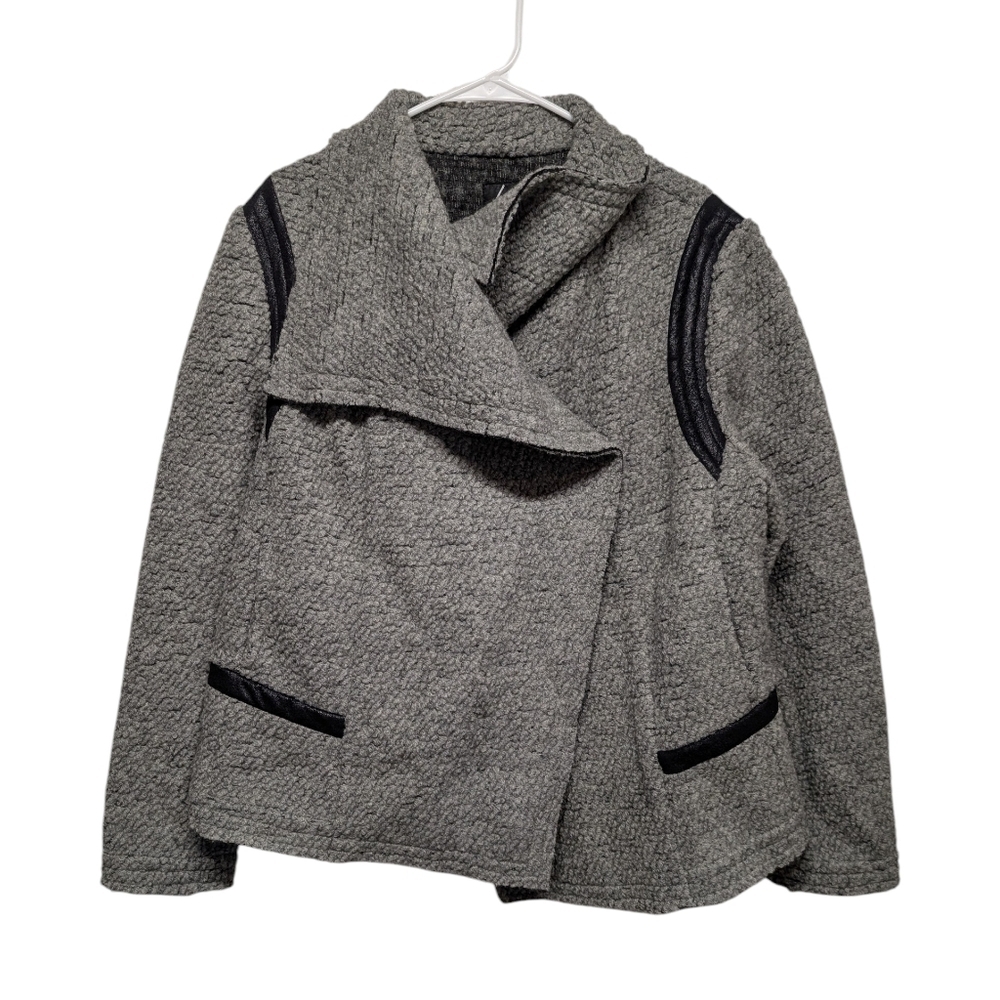 New LANE BRYANT Gray Black Wool Blend Winter Teddy Jacket (Women's 18/20)